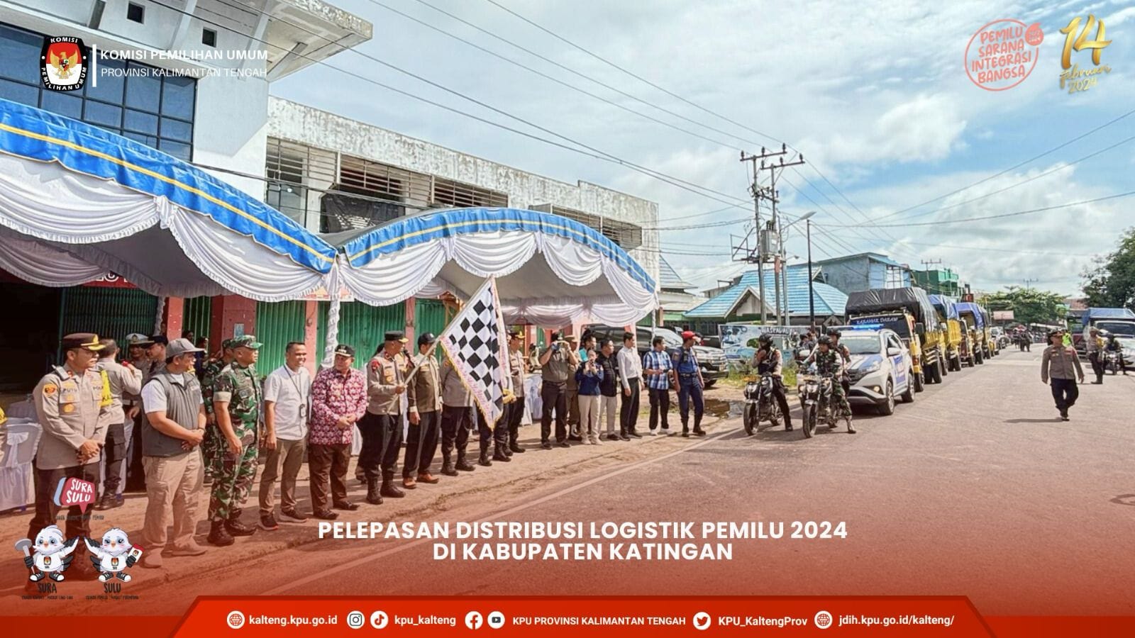 Prosesi Pelepasan Distribusi Logistik Pemilu 2024 di Kabupaten Katingan ke 5 kecamatan