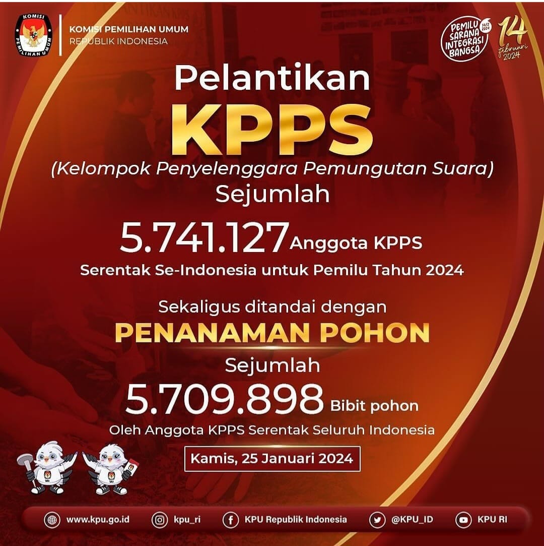 Pelantikan Anggota KPPS Serentak se - Indonesia untuk Pemilu Tahun 2024