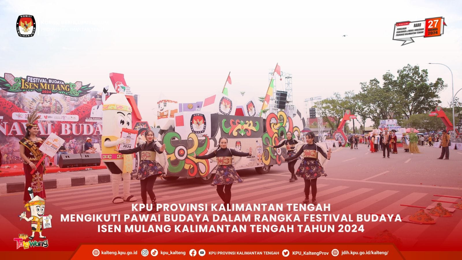 Pawai Budaya dalam rangka Festival Budaya Isen Mulang Kalimantan Tengah Tahun 2024