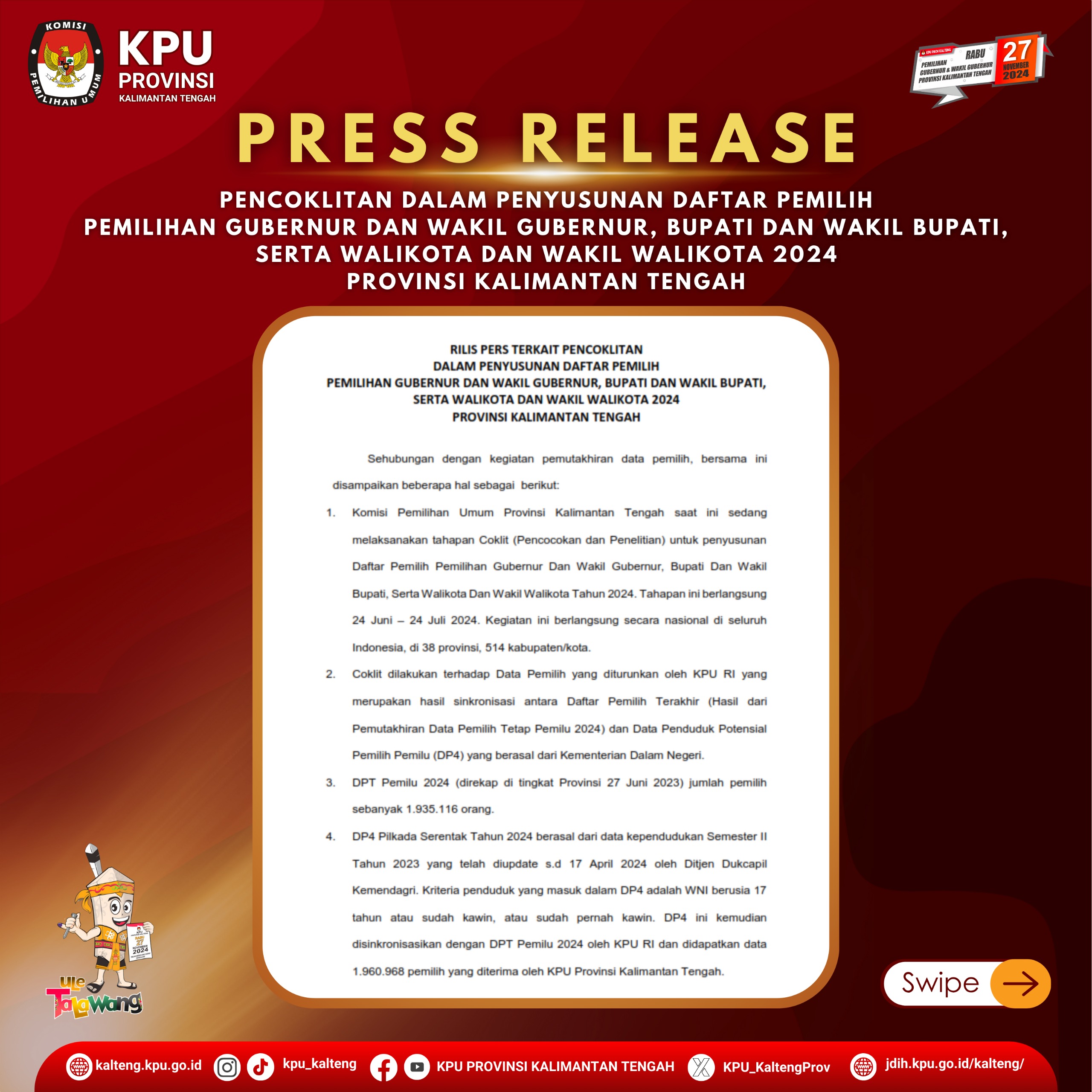 Press Release Pencoklitan Pemilihan Serentak Tahun 2024