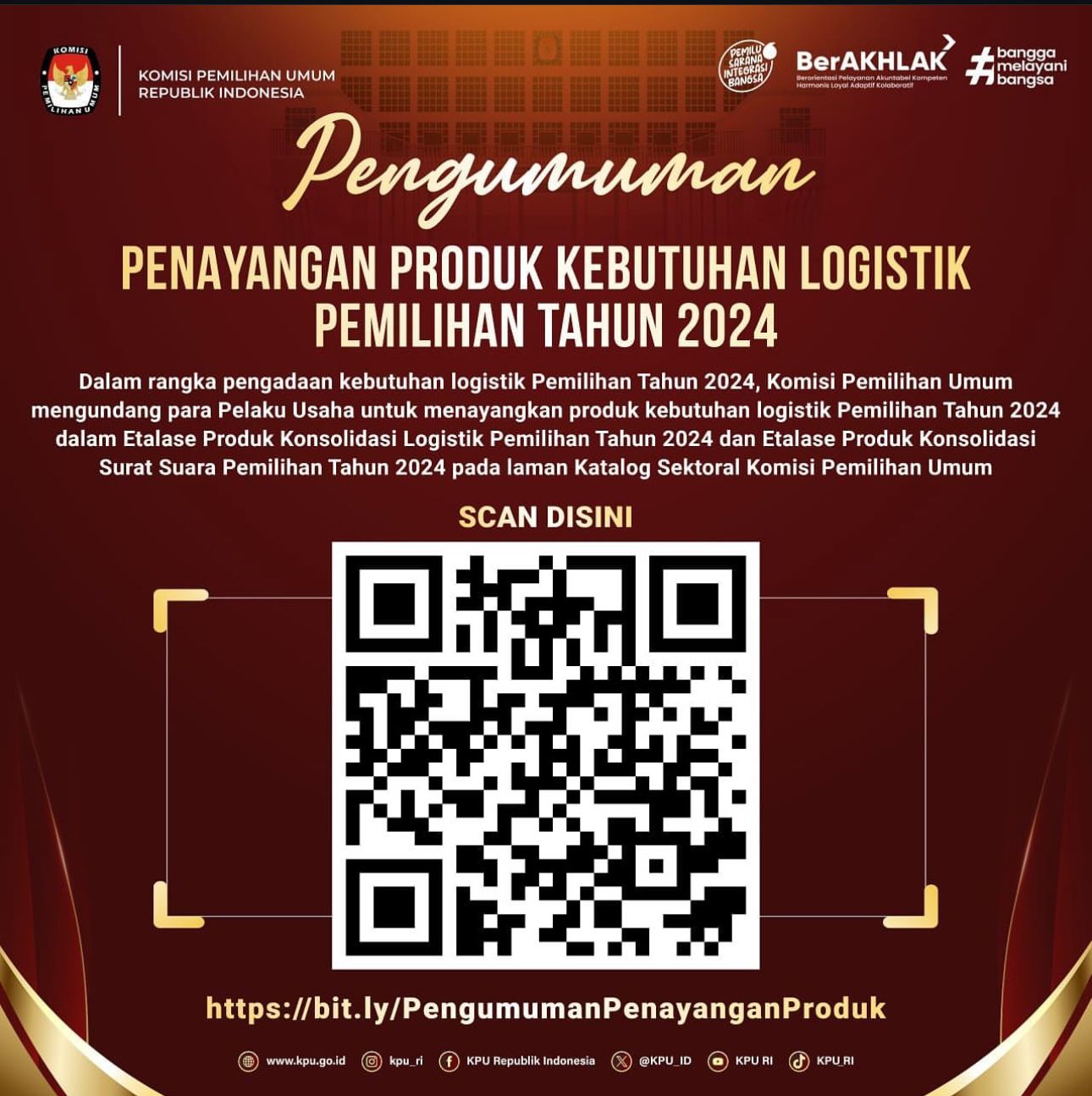 Pengumuman Penayangan Produk Kebutuhan Logistik Pemilihan Tahun 2024