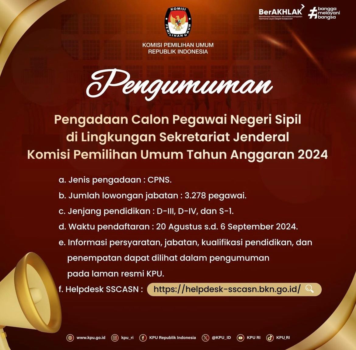 Pengadaan Calon Pegawai Negeri Sipil di Lingkungan Sekretariat Jenderal KPU Tahun 2024