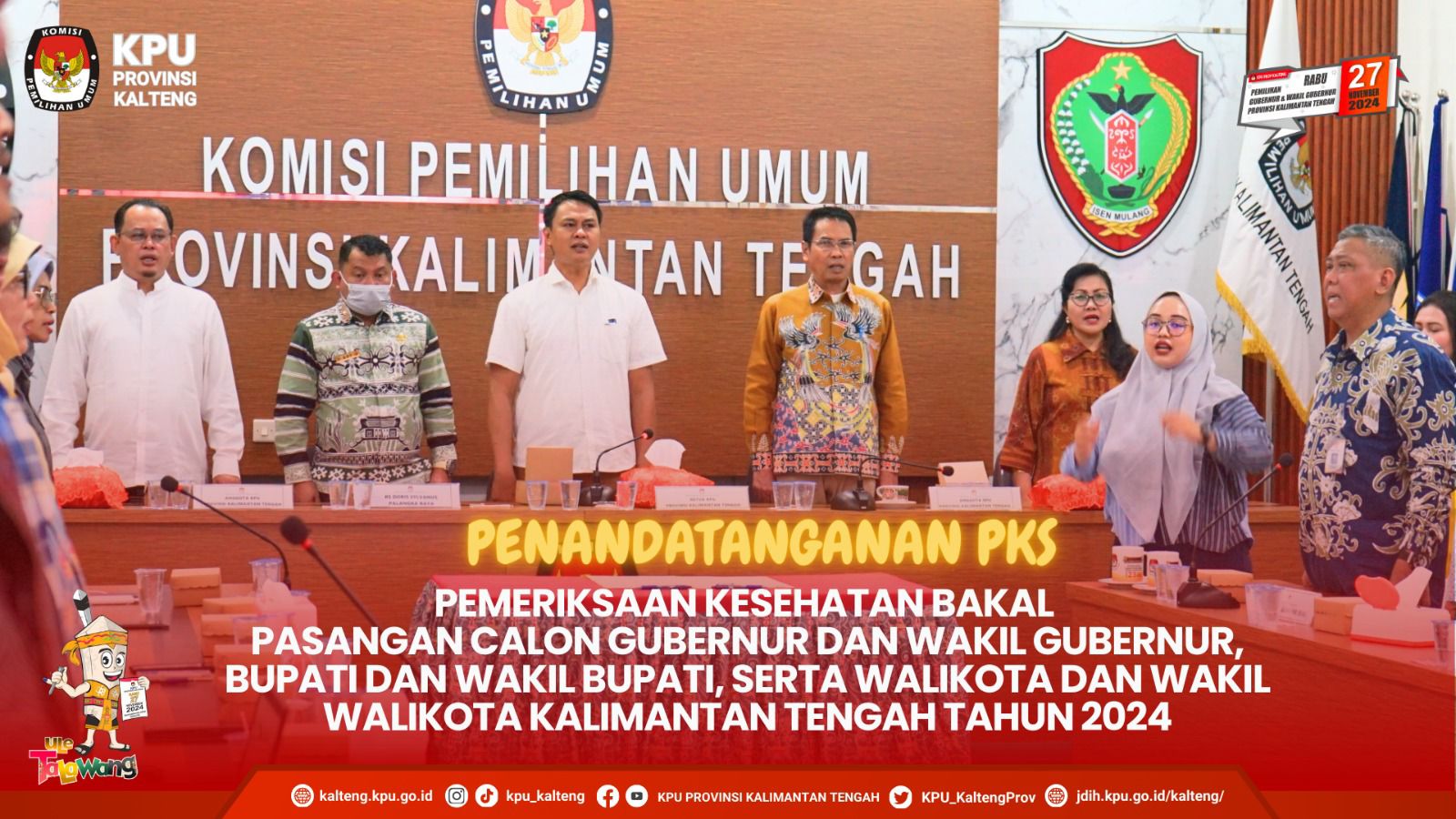 Penandatanganan PKS Rikkes Bakal Pasangan Calon Kepala Daerah Kalimantan Tengah Tahun 2024