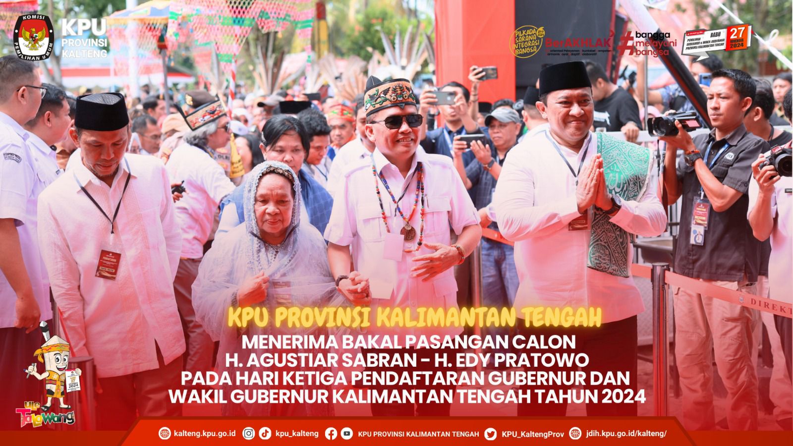 Pendaftaran Bapaslon Gubernur dan Wakil Gubernur Kalteng Tahun 2024 Agustiar - Edy