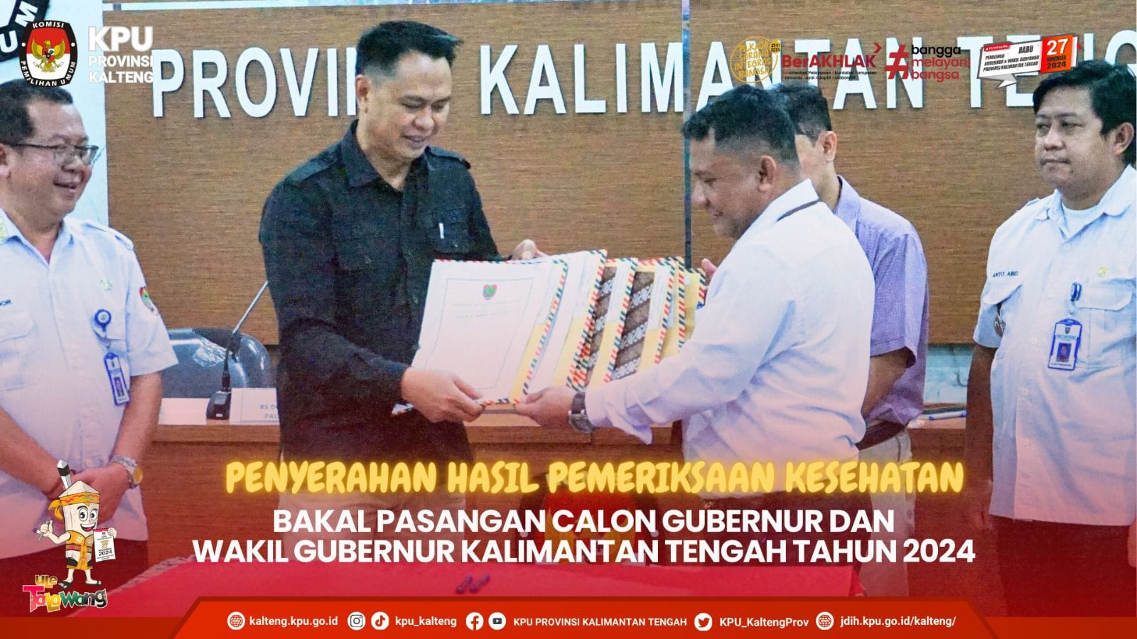 Penyerahan Hasil Pemeriksaan Kesehatan Bapaslon Gubernur dan Wakil Gubernur Kalteng Tahun 2024