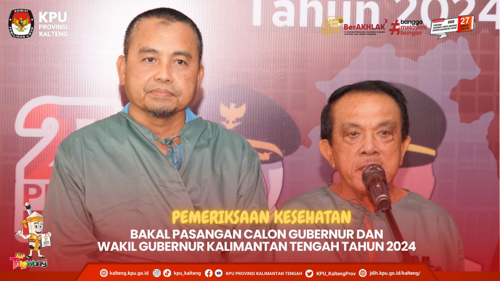 Pemeriksaan Kesehatan Bapaslon Gubernur dan Wakil Gubernur Kalteng Tahun 2024