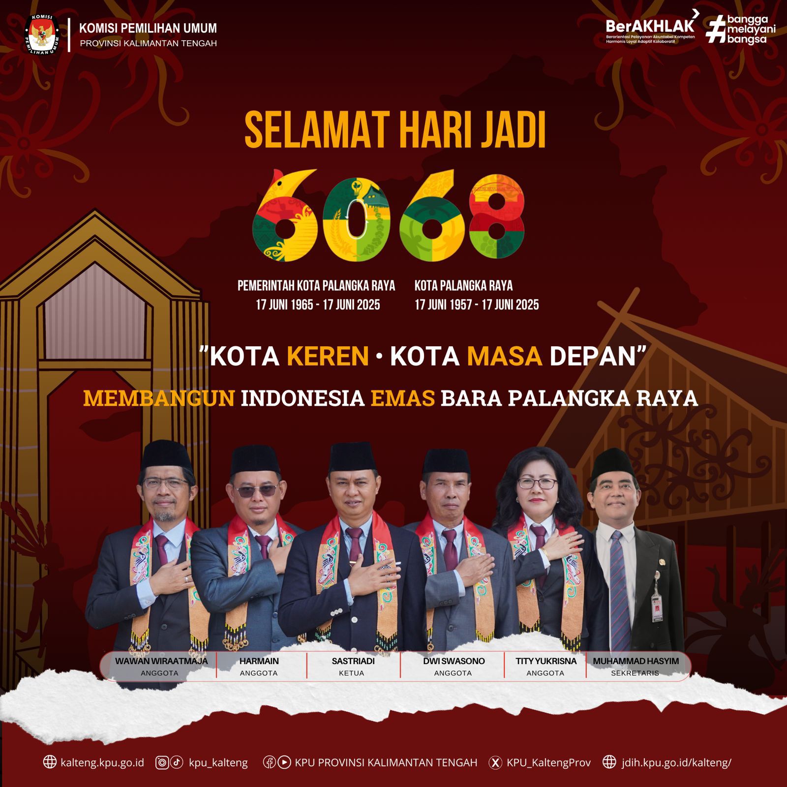 Selamat Hari Jadi Pemerintah Kota Palangka Raya ke - 60 dan Hari Jadi Kota Palangka Raya ke - 68