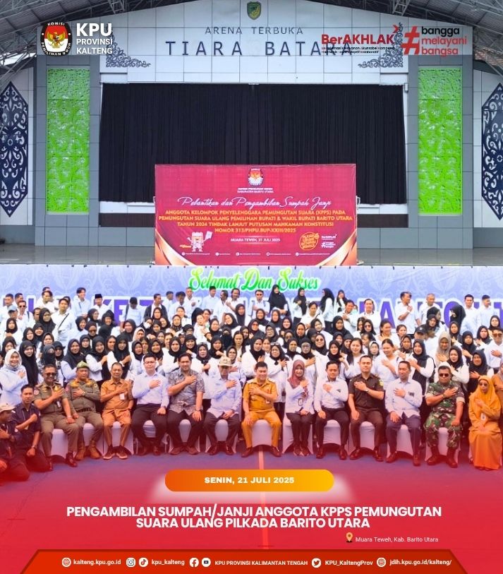 pelantikan & pengambilan sumpah anggota KPPS dalam PSU Pemilhan Bupati dan Wakil Bupati Barut