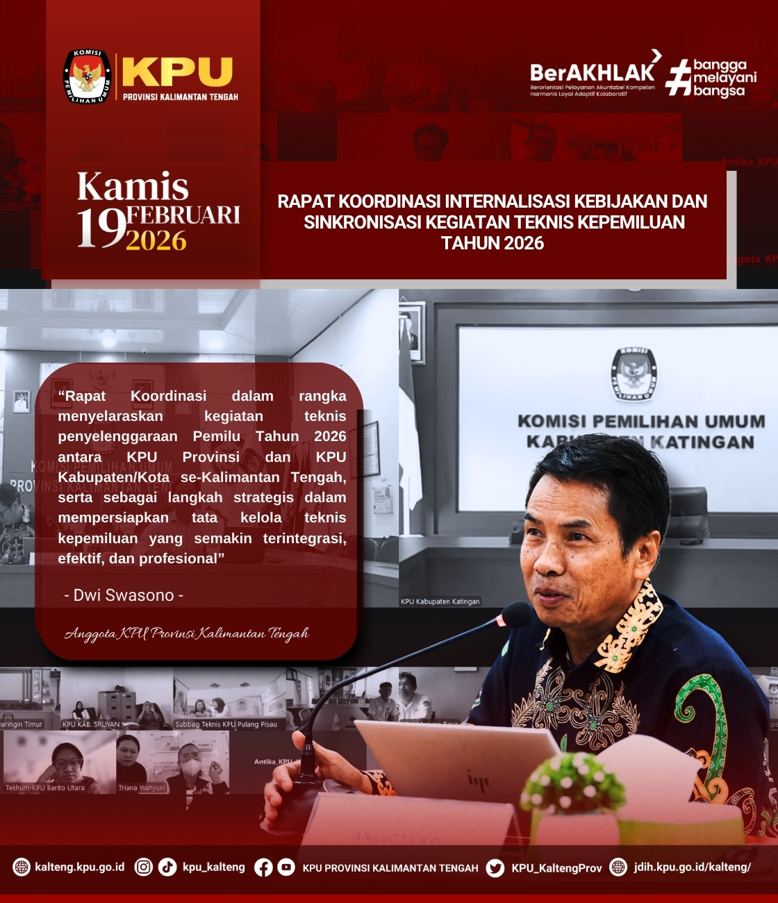 Rakor Internalisasi Kebijakan dan Sinkronisasi Kegiatan Teknis Kepemiluan Tahun 2026