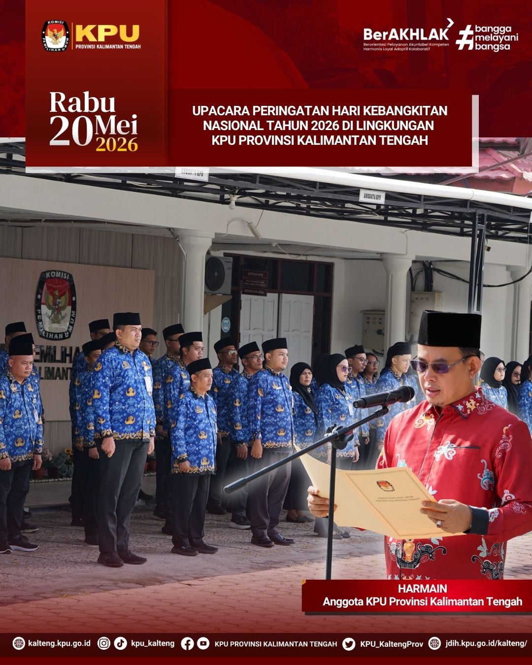 Upacara Peringatan Hari Kebangkitan Nasional Tahun 2026 di Lingkungan KPU Provinsi Kalimantan Tengah